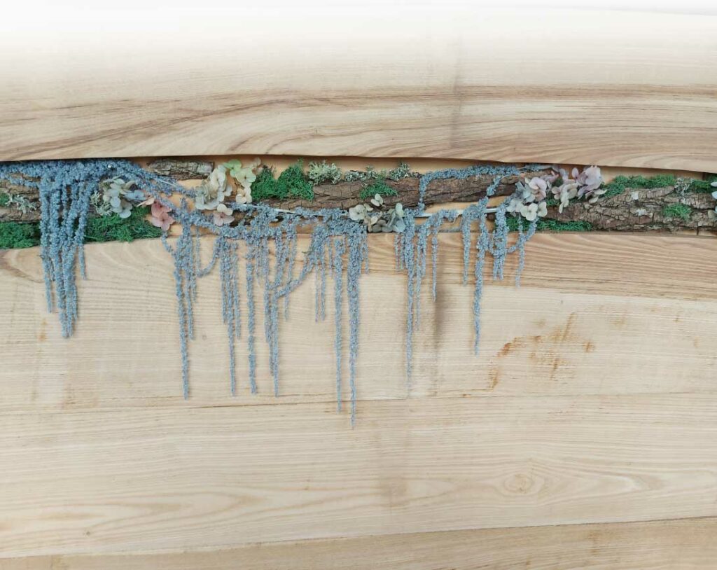 comptoir bois et fleurs séchées-brindille